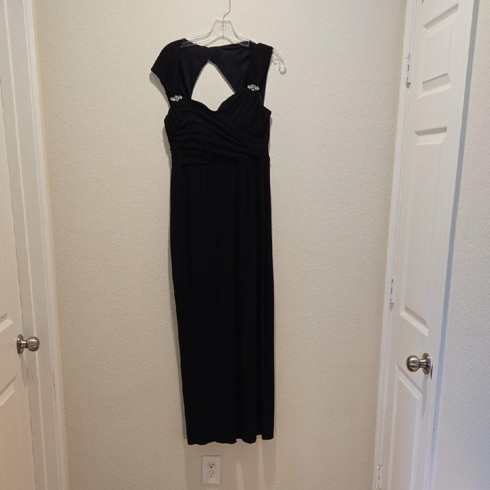S.L. Fashions Black Cut Out Pleated Cocktail Gown